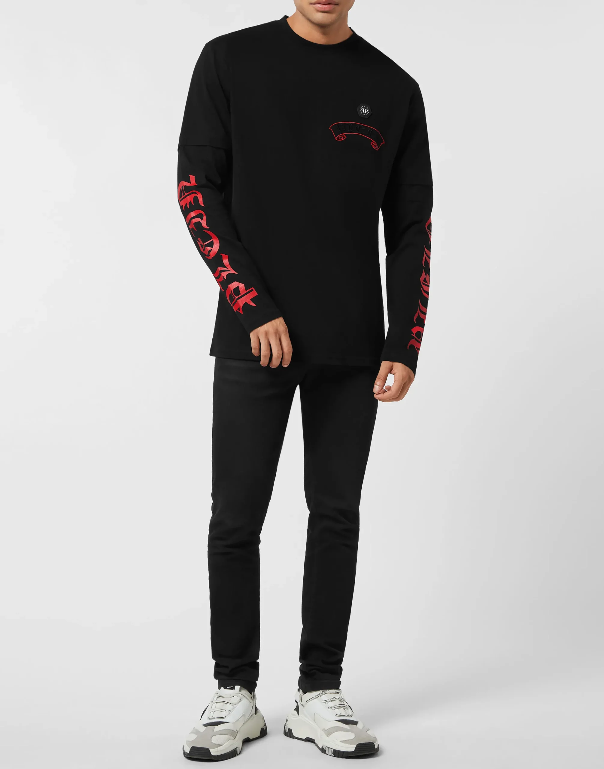 PHILIPP PLEIN Double Sleeve T-Shirt Banner Embroidery>Uomo T-Shirts