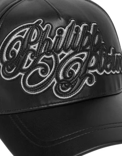 PHILIPP PLEIN Eco Leather Cap Signature>Uomo Cappelli E Berretti