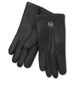PHILIPP PLEIN Embossed Leather Mid-Gloves Hexagon>Uomo Guanti