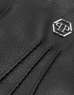 PHILIPP PLEIN Embossed Leather Mid-Gloves Hexagon>Uomo Guanti