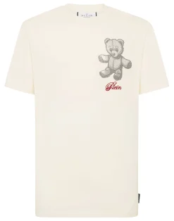 PHILIPP PLEIN Embroidered Round Neck T-Shirt Strass Teddy Bear>Uomo T-Shirts
