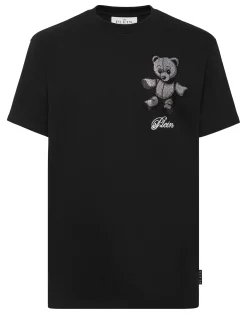 PHILIPP PLEIN Embroidered Round Neck T-Shirt Strass Teddy Bear>Uomo T-Shirts