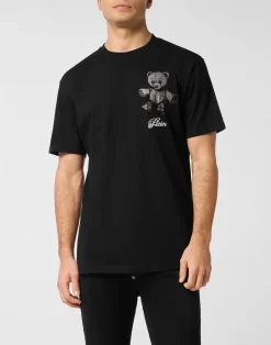 PHILIPP PLEIN Embroidered Round Neck T-Shirt Strass Teddy Bear>Uomo T-Shirts