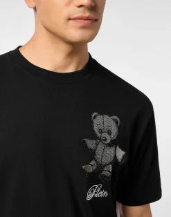 PHILIPP PLEIN Embroidered Round Neck T-Shirt Strass Teddy Bear><noscript><img data-lazyloaded=