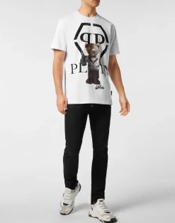 PHILIPP PLEIN Embroidered Round Neck T-Shirt Teddy Bear><noscript><img data-lazyloaded=