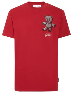 PHILIPP PLEIN Embroidered Round Neck T-Shirt Strass Teddy Bear>Uomo T-Shirts