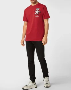 PHILIPP PLEIN Embroidered Round Neck T-Shirt Strass Teddy Bear><noscript><img data-lazyloaded=