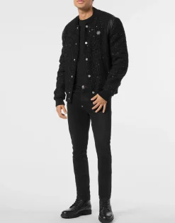 PHILIPP PLEIN Embroidered Tweed Bomber Plein Hotel><noscript><img data-lazyloaded=