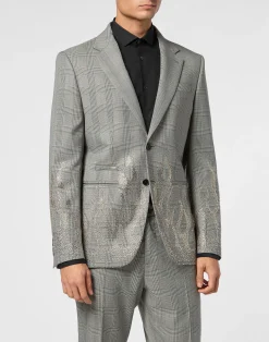PHILIPP PLEIN English Check Blazer LS Strass Flame>Uomo Sartorial