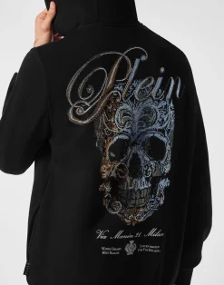 PHILIPP PLEIN Fleece Hoodie Sweatjacket Degrade' Skull><noscript><img data-lazyloaded=