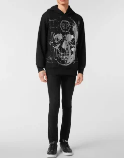 PHILIPP PLEIN Fleece Hoodie Sweatshirt Glass Skull><noscript><img data-lazyloaded=
