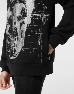 PHILIPP PLEIN Fleece Hoodie Sweatshirt Glass Skull><noscript><img data-lazyloaded=