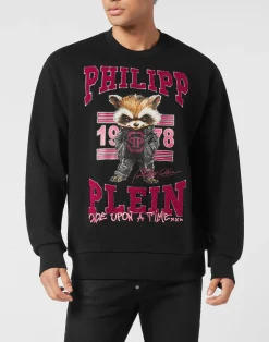PHILIPP PLEIN Fleece Sweatshirt College Raccoon>Uomo Street Couture|Pullover / Felpe / Giacche