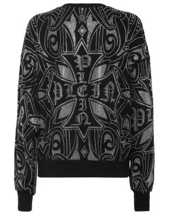 PHILIPP PLEIN Fleece Sweatshirt Gothic Plein Strass>Donna T-Shirt & Polo