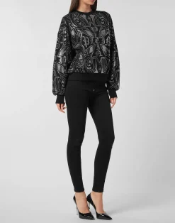 PHILIPP PLEIN Fleece Sweatshirt Gothic Plein Strass><noscript><img data-lazyloaded=