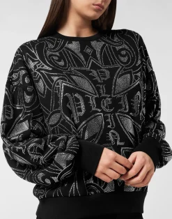 PHILIPP PLEIN Fleece Sweatshirt Gothic Plein Strass><noscript><img data-lazyloaded=
