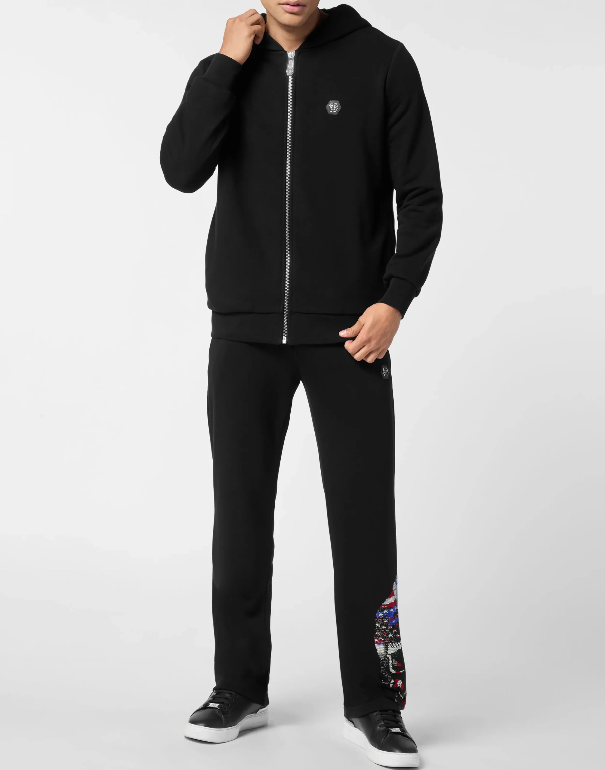 PHILIPP PLEIN Fleece Zip Hoodie Skull America>Uomo Street Couture