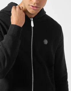 PHILIPP PLEIN Fleece Zip Hoodie Skull America><noscript><img data-lazyloaded=