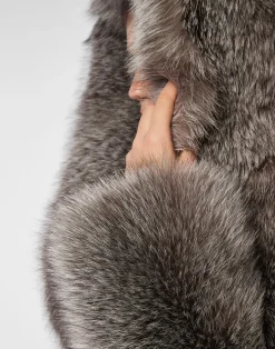PHILIPP PLEIN Fox Fur Hooded Short Jacket><noscript><img data-lazyloaded=