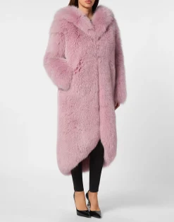 PHILIPP PLEIN Fox Fur Oversize Coat Long>Donna Giubbotti