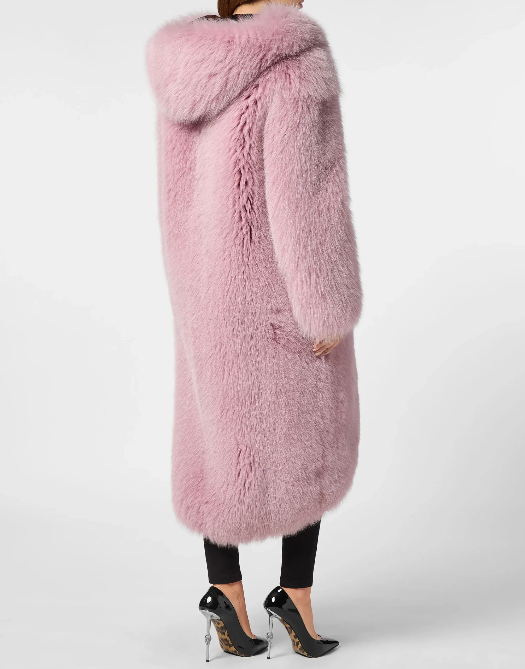 PHILIPP PLEIN Fox Fur Oversize Coat Long>Donna Giubbotti