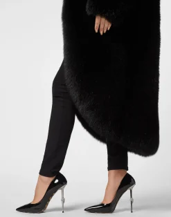PHILIPP PLEIN Fox Fur Oversize Coat Long><noscript><img data-lazyloaded=