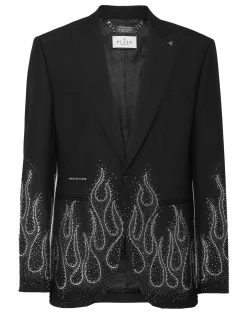 PHILIPP PLEIN Gabardine Blazer LS Strass Flame>Uomo Sartorial