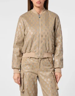 PHILIPP PLEIN Gabardine Bomber Strass Monogram>Donna Giubbotti