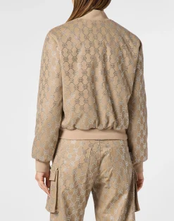 PHILIPP PLEIN Gabardine Bomber Strass Monogram><noscript><img data-lazyloaded=