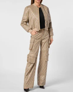 PHILIPP PLEIN Gabardine Bomber Strass Monogram><noscript><img data-lazyloaded=