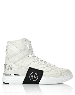 PHILIPP PLEIN HI-TOP SNEAKERS MONEY KICK$ PYTHON Platinum HEXAGON>Uomo High Top Sneakers|High Top Sneakers