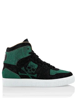 PHILIPP PLEIN HI-TOP SNEAKERS NOTORIOUS CRYSTAL SKULL with Crystals>Uomo High Top Sneakers|High Top Sneakers