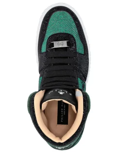 PHILIPP PLEIN HI-TOP SNEAKERS NOTORIOUS CRYSTAL SKULL with Crystals><noscript><img data-lazyloaded=
