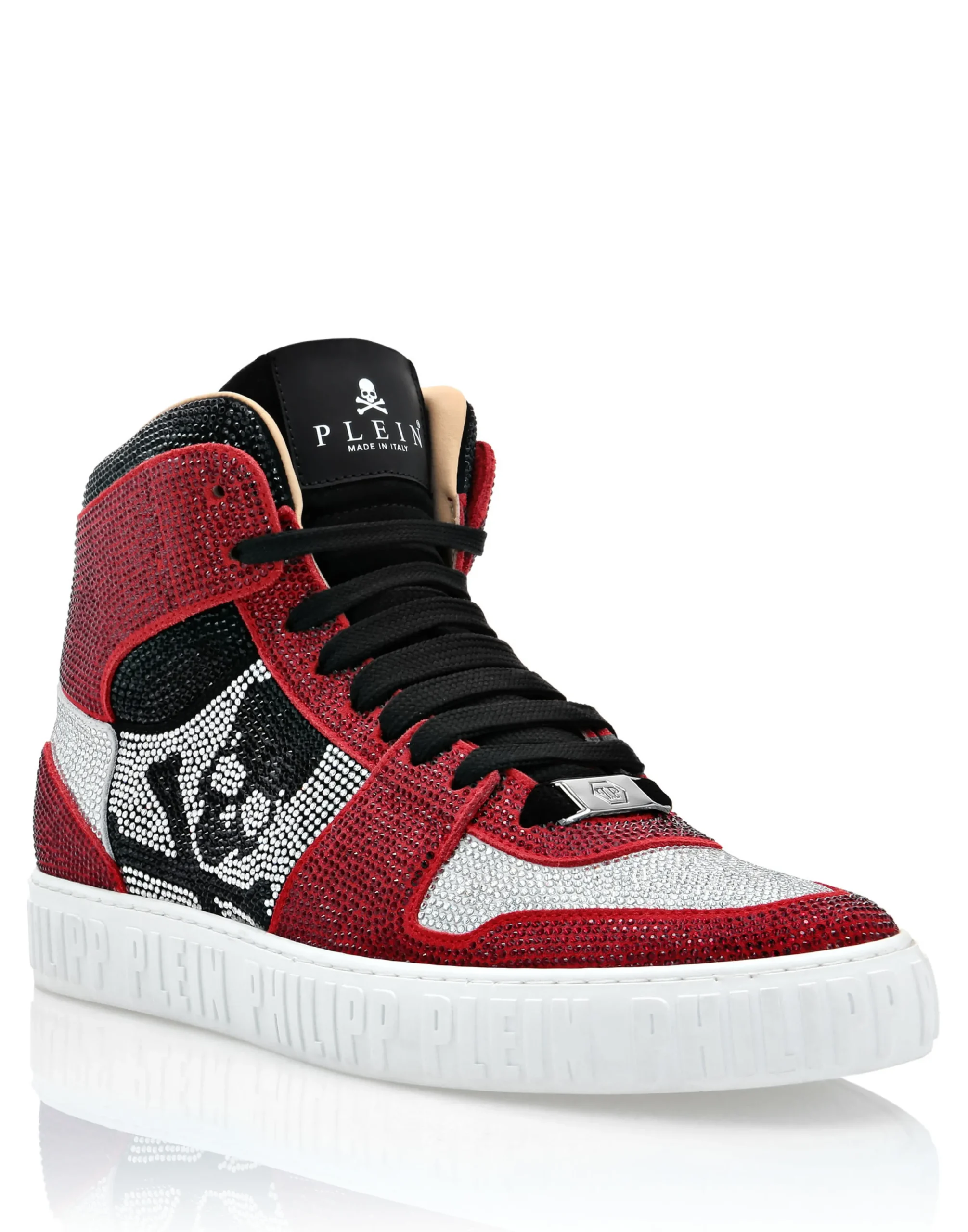 PHILIPP PLEIN HI-TOP SNEAKERS NOTORIOUS CRYSTAL SKULL with Crystals>Uomo High Top Sneakers|High Top Sneakers