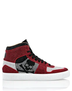 PHILIPP PLEIN HI-TOP SNEAKERS NOTORIOUS CRYSTAL SKULL with Crystals>Uomo High Top Sneakers|High Top Sneakers