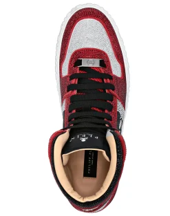 PHILIPP PLEIN HI-TOP SNEAKERS NOTORIOUS CRYSTAL SKULL with Crystals><noscript><img data-lazyloaded=
