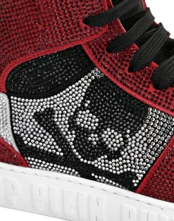 PHILIPP PLEIN HI-TOP SNEAKERS NOTORIOUS CRYSTAL SKULL with Crystals><noscript><img data-lazyloaded=