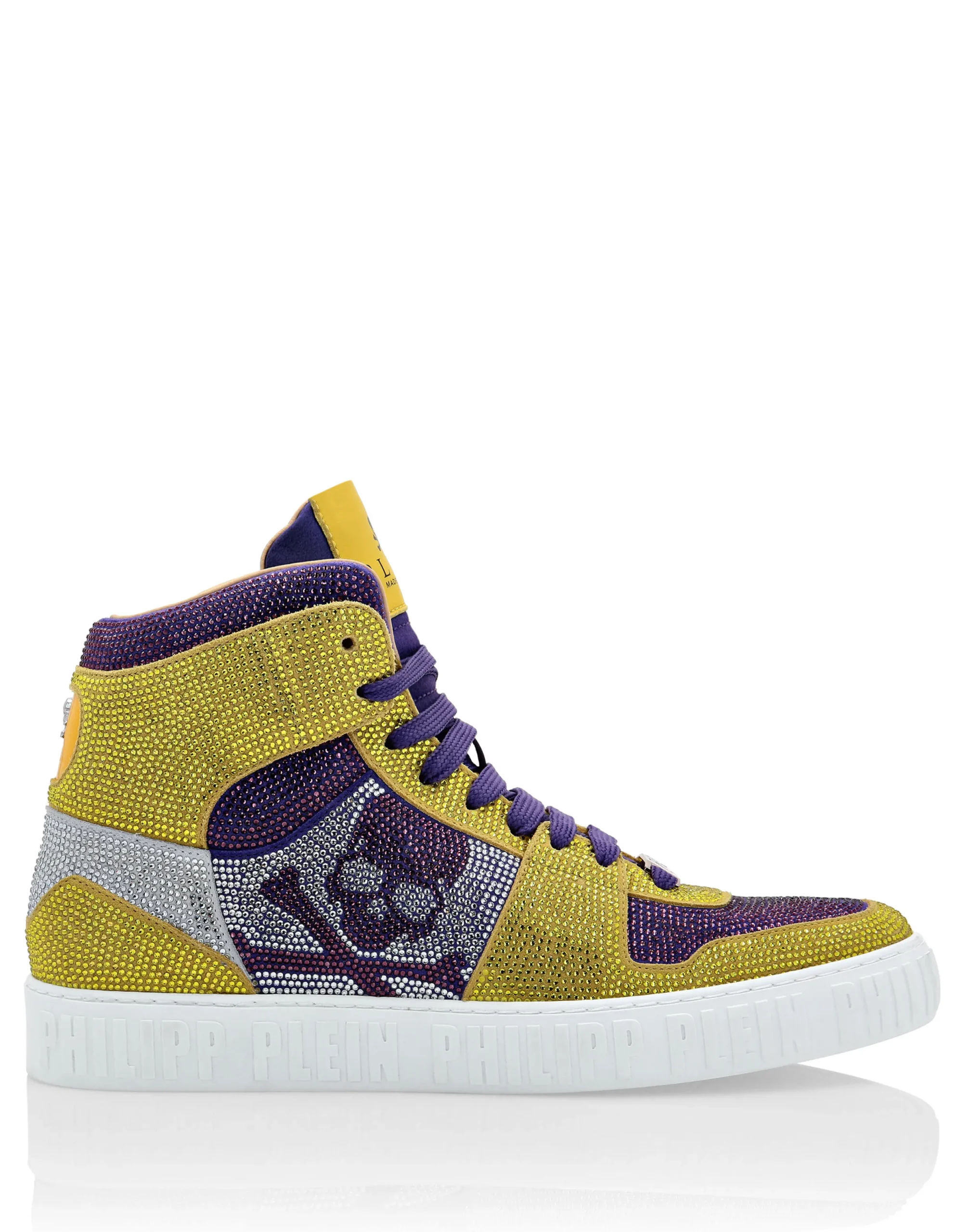 PHILIPP PLEIN HI-TOP SNEAKERS NOTORIOUS CRYSTAL SKULL with Crystals>Uomo High Top Sneakers|High Top Sneakers