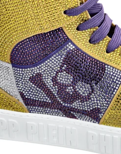 PHILIPP PLEIN HI-TOP SNEAKERS NOTORIOUS CRYSTAL SKULL with Crystals><noscript><img data-lazyloaded=