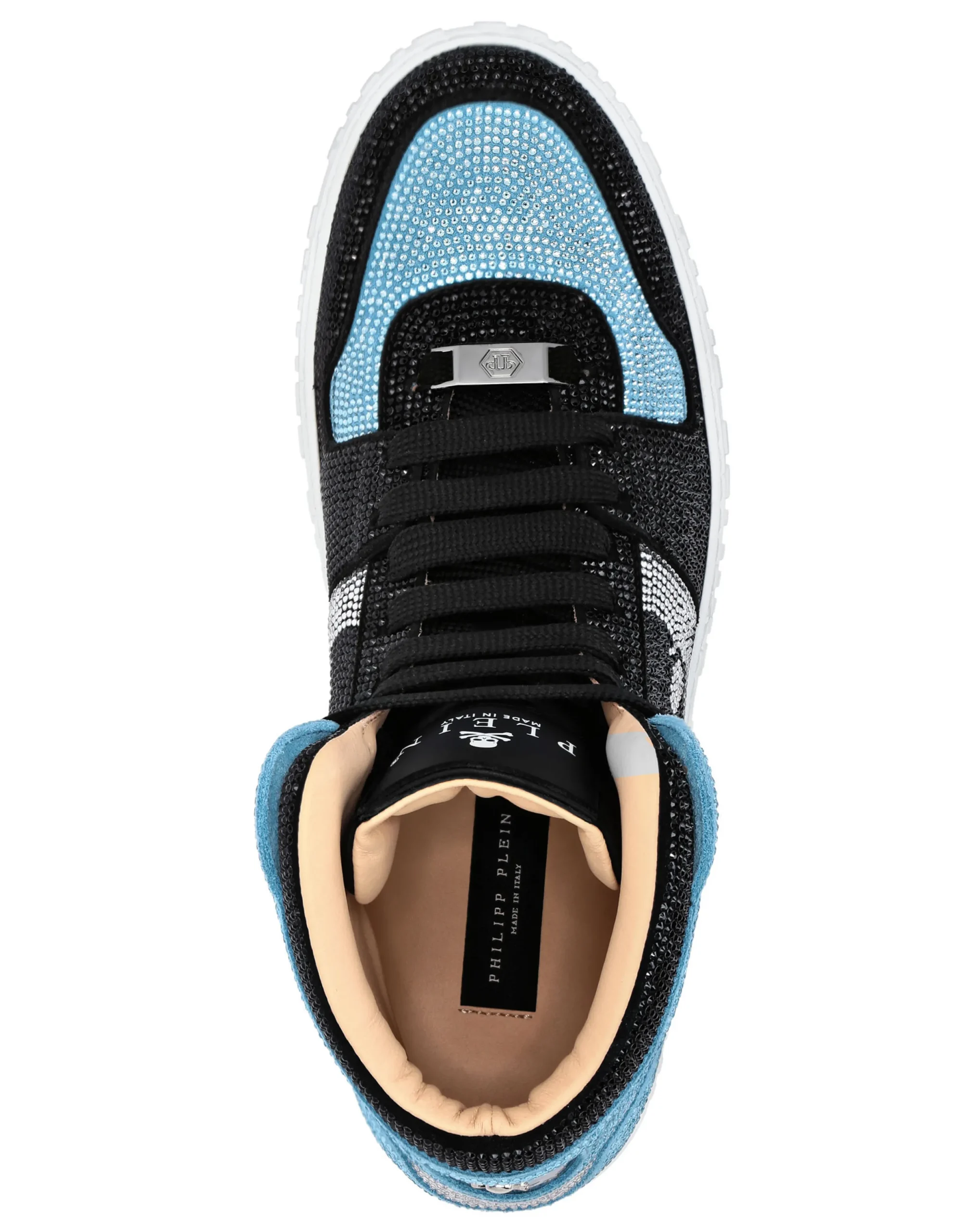 PHILIPP PLEIN HI-TOP SNEAKERS NOTORIOUS CRYSTAL SKULL with Crystals>Uomo High Top Sneakers|High Top Sneakers