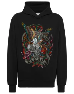 PHILIPP PLEIN Hoodie Sweatshirt Crystal Tattoo>Uomo Street Couture|Pullover / Felpe / Giacche