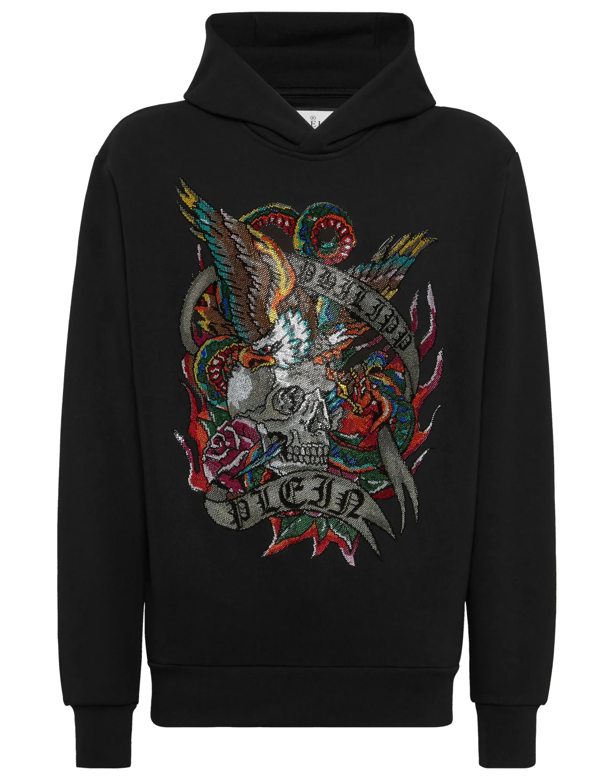 PHILIPP PLEIN Hoodie Sweatshirt Crystal Tattoo>Uomo Street Couture|Pullover / Felpe / Giacche