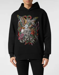PHILIPP PLEIN Hoodie Sweatshirt Crystal Tattoo>Uomo Street Couture|Pullover / Felpe / Giacche