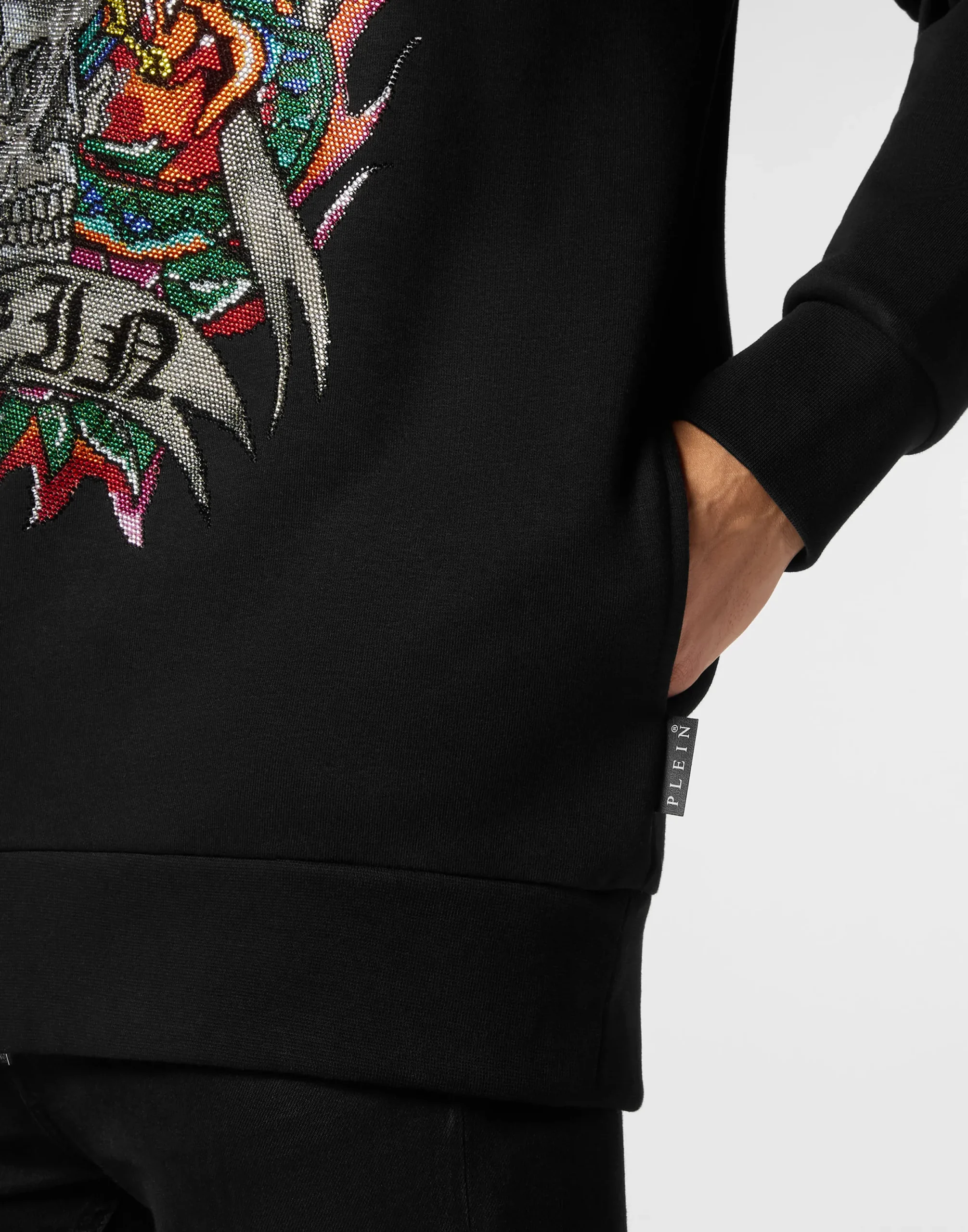 PHILIPP PLEIN Hoodie Sweatshirt Crystal Tattoo>Uomo Street Couture|Pullover / Felpe / Giacche