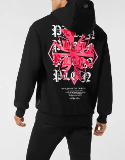 PHILIPP PLEIN Hoodie Sweatshirt Worldwide Crest><noscript><img data-lazyloaded=