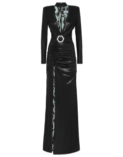 PHILIPP PLEIN Jersey Long Dress LS Lining Flame>Donna Abiti E Gonne