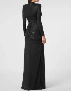 PHILIPP PLEIN Jersey Long Dress LS Lining Flame><noscript><img data-lazyloaded=
