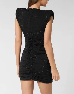PHILIPP PLEIN Jersey Mini Dress Strass Signature><noscript><img data-lazyloaded=