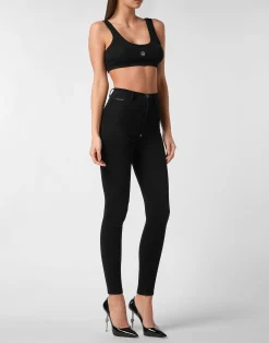 PHILIPP PLEIN Jersey Rib Cropped Tank Top><noscript><img data-lazyloaded=