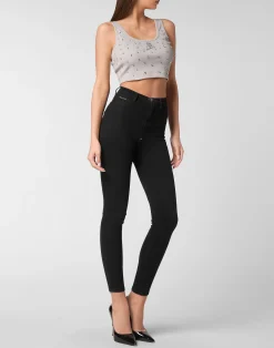 PHILIPP PLEIN Jersey Rib Cropped Top Stones><noscript><img data-lazyloaded=